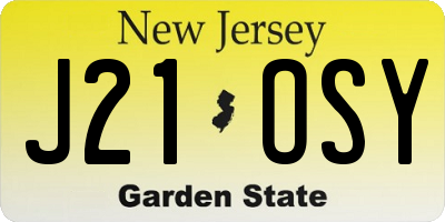 NJ license plate J21OSY