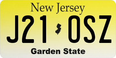NJ license plate J21OSZ