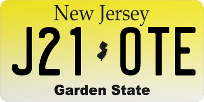 NJ license plate J21OTE