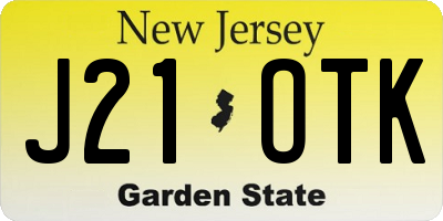 NJ license plate J21OTK