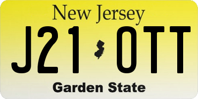 NJ license plate J21OTT