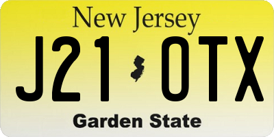 NJ license plate J21OTX