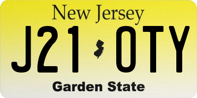 NJ license plate J21OTY