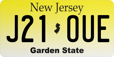 NJ license plate J21OUE