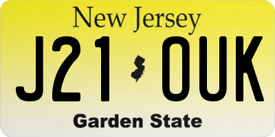 NJ license plate J21OUK
