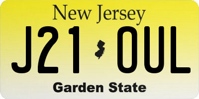NJ license plate J21OUL