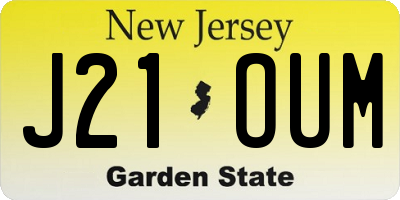 NJ license plate J21OUM