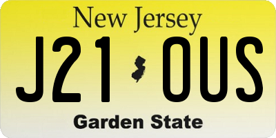 NJ license plate J21OUS