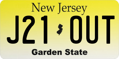 NJ license plate J21OUT
