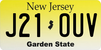NJ license plate J21OUV