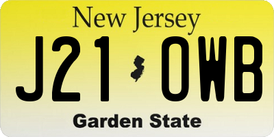 NJ license plate J21OWB