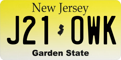 NJ license plate J21OWK