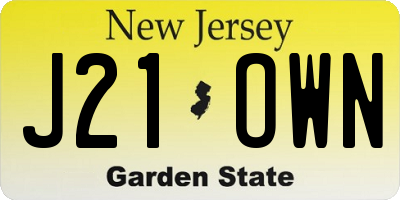 NJ license plate J21OWN