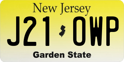 NJ license plate J21OWP