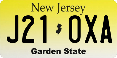 NJ license plate J21OXA