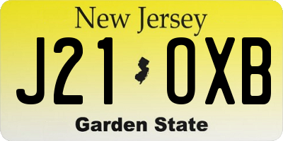 NJ license plate J21OXB