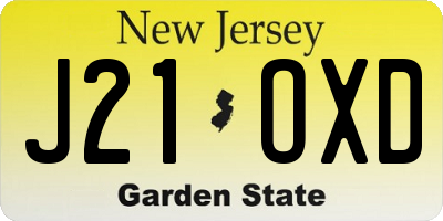 NJ license plate J21OXD