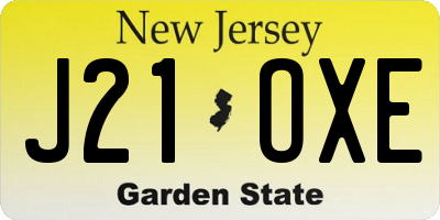 NJ license plate J21OXE