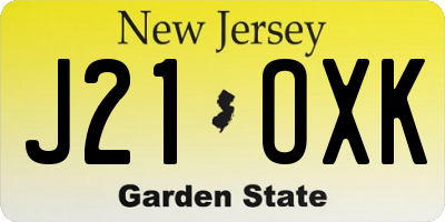 NJ license plate J21OXK