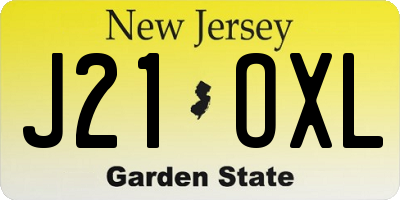 NJ license plate J21OXL