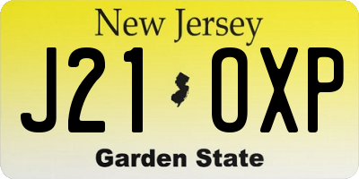 NJ license plate J21OXP