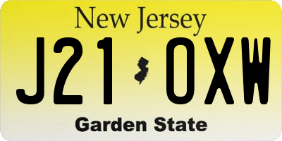NJ license plate J21OXW