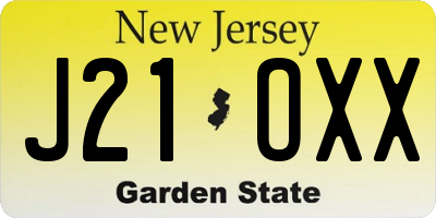 NJ license plate J21OXX