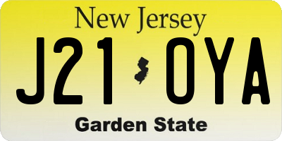 NJ license plate J21OYA