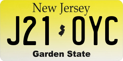 NJ license plate J21OYC