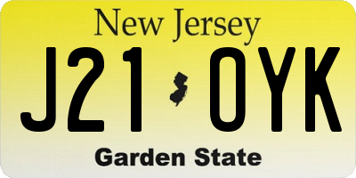 NJ license plate J21OYK