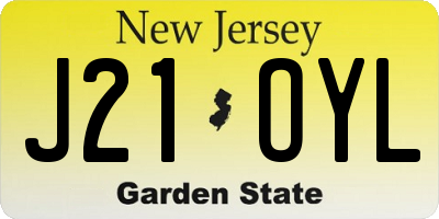 NJ license plate J21OYL