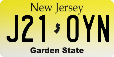 NJ license plate J21OYN
