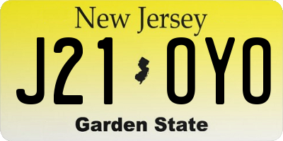 NJ license plate J21OYO