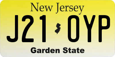 NJ license plate J21OYP