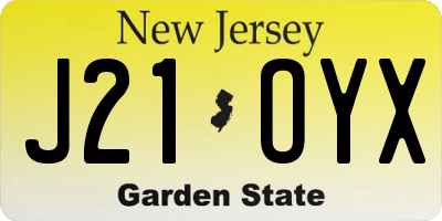 NJ license plate J21OYX