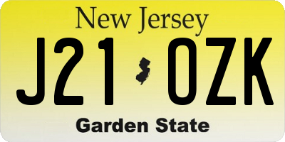 NJ license plate J21OZK