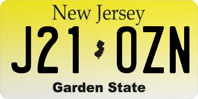 NJ license plate J21OZN