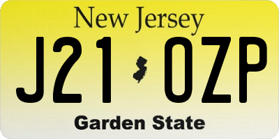 NJ license plate J21OZP