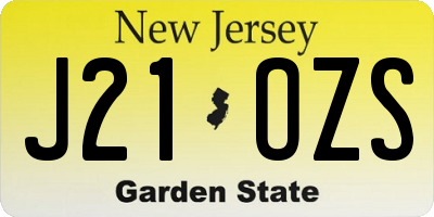 NJ license plate J21OZS