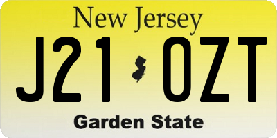 NJ license plate J21OZT