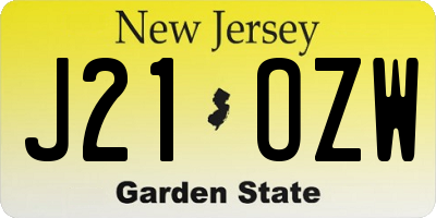 NJ license plate J21OZW