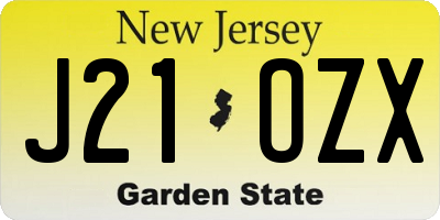NJ license plate J21OZX