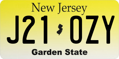 NJ license plate J21OZY