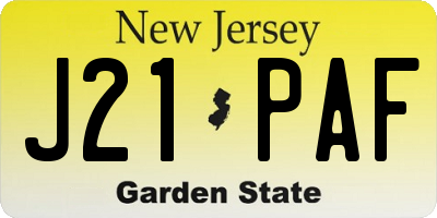 NJ license plate J21PAF