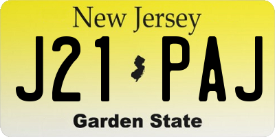 NJ license plate J21PAJ