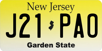 NJ license plate J21PAO