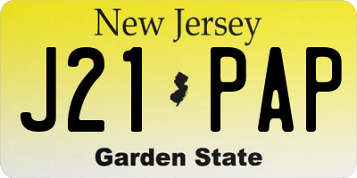 NJ license plate J21PAP