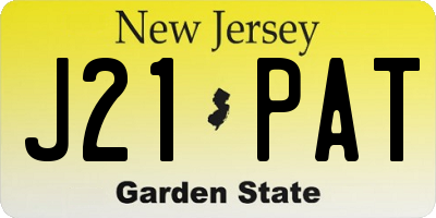 NJ license plate J21PAT