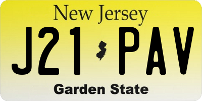 NJ license plate J21PAV