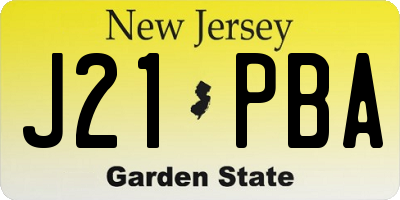 NJ license plate J21PBA